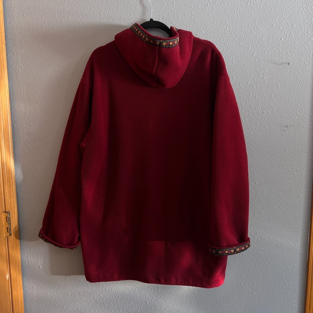 Woolrich Polartec Hooded Zip Up Jacket Coat Fleece Decorative Trim Womens Size L - Picture 14 of 16